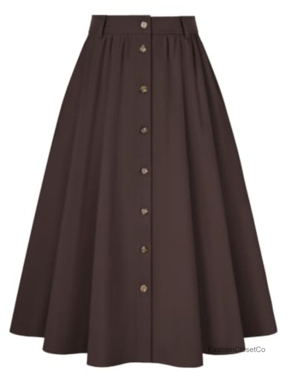 Belle Poque Women Midi A-Line Skirt High Waisted with Pockets